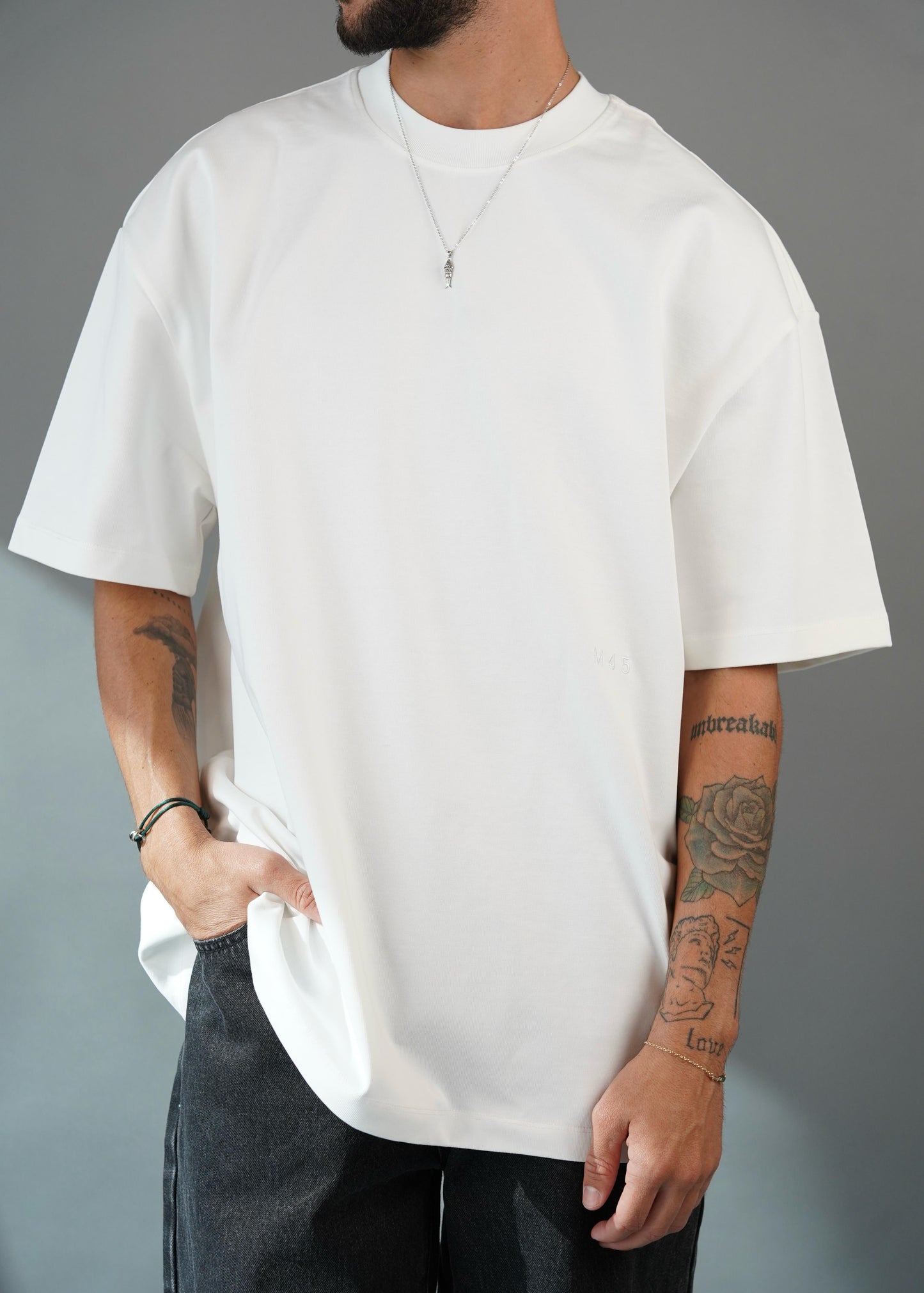 M45 T - Shirt with Embroidery - White