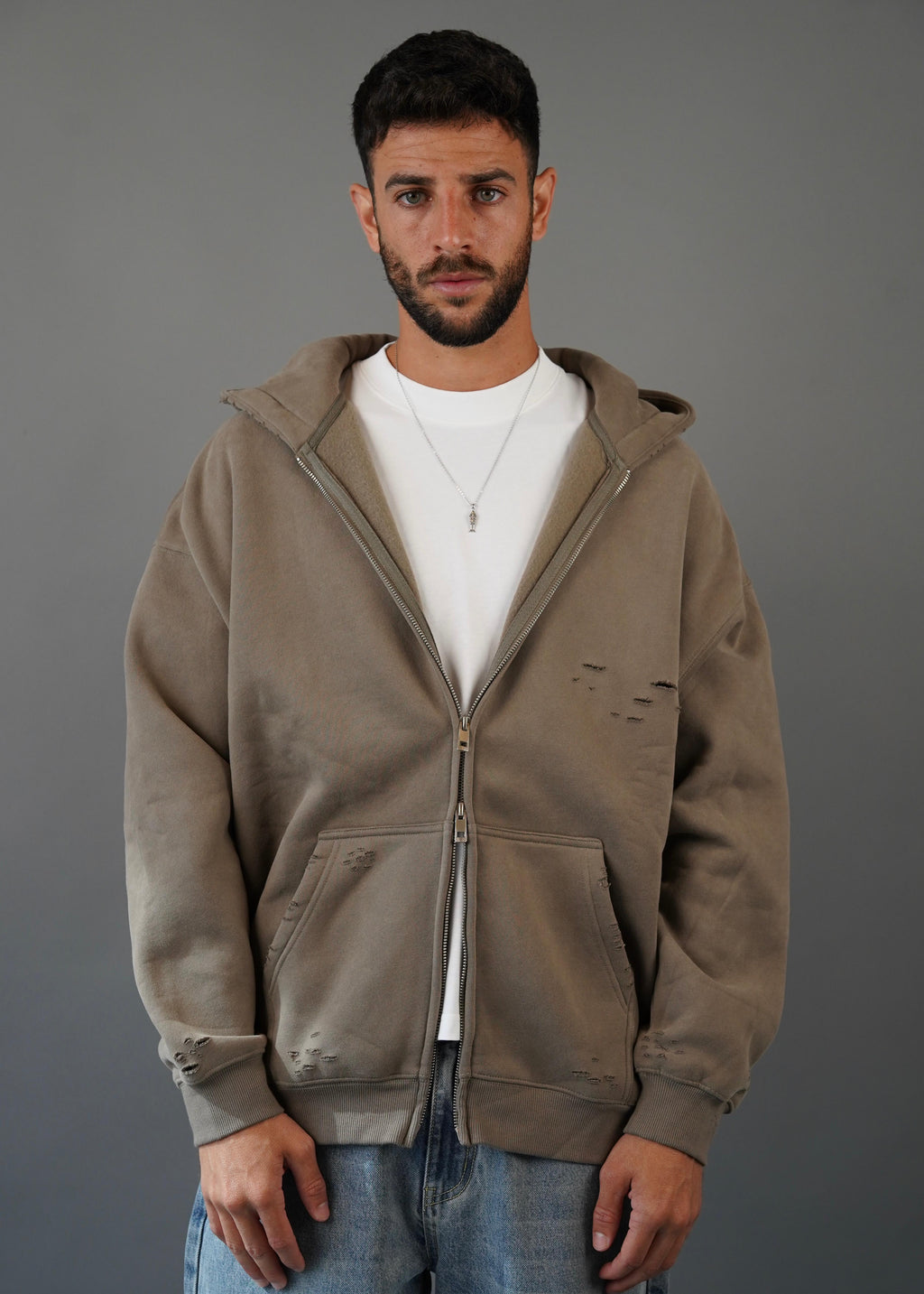 M45 Zip Hoodie Brown