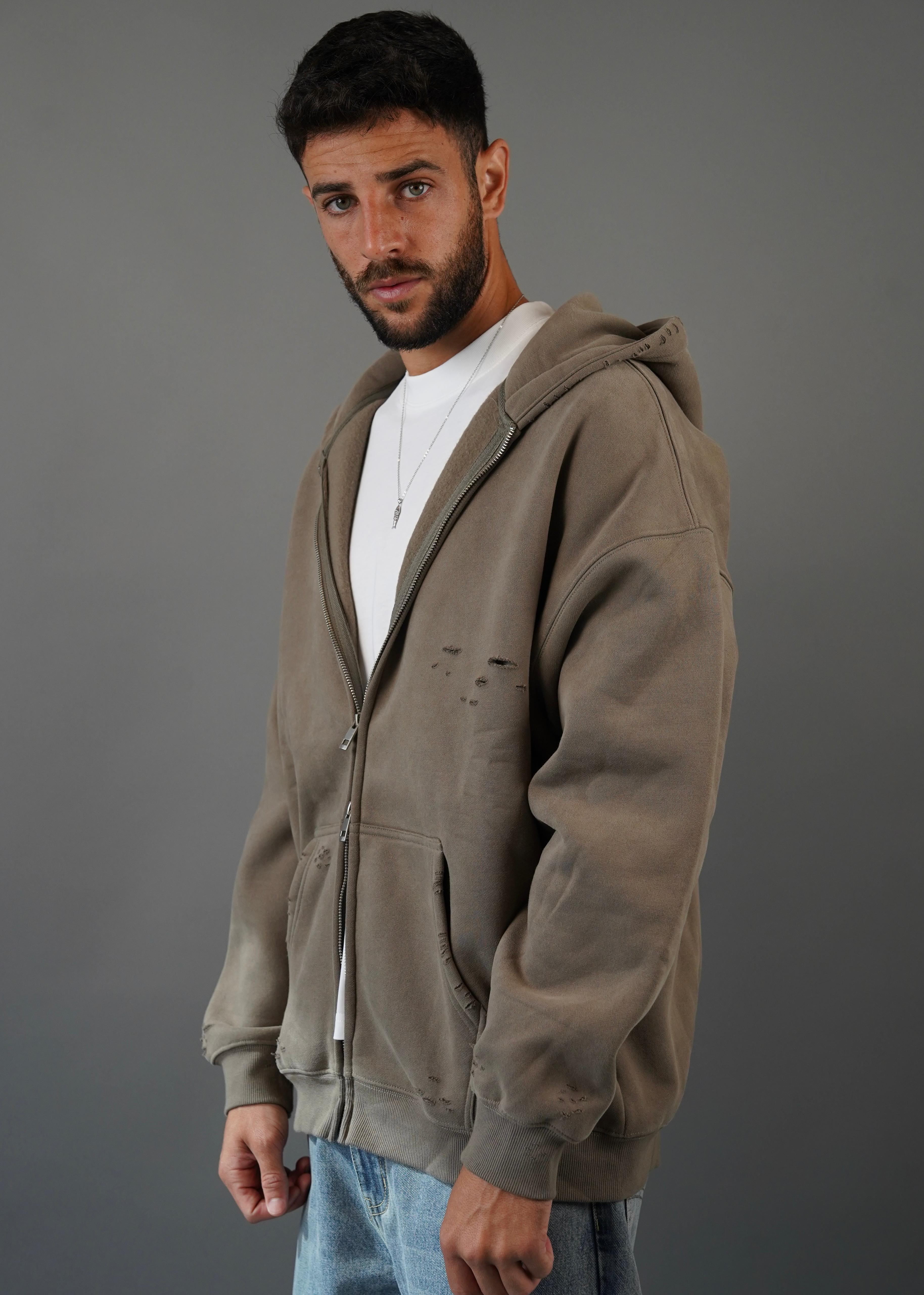 M45 Zip Hoodie Brown