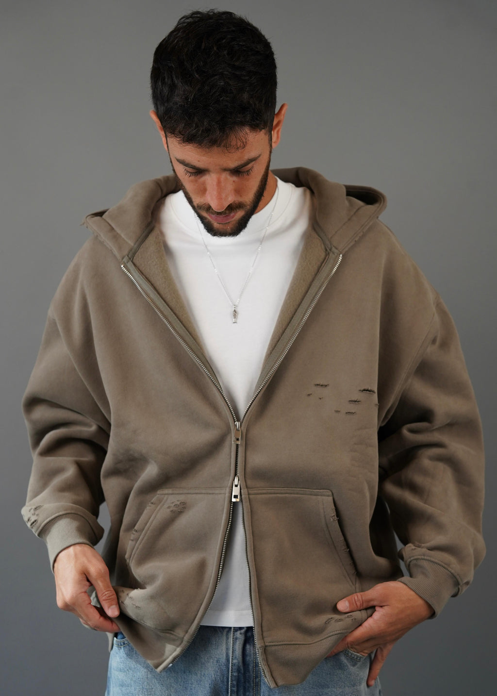 M45 Zip Hoodie Brown