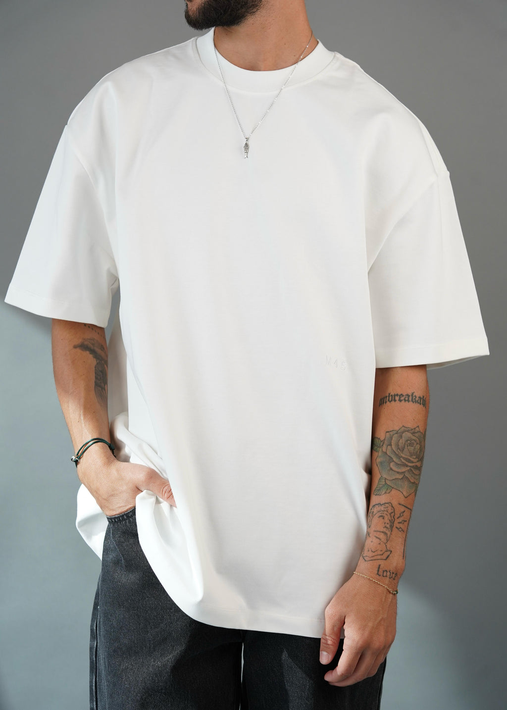 M45 T - Shirt with Embroidery - White