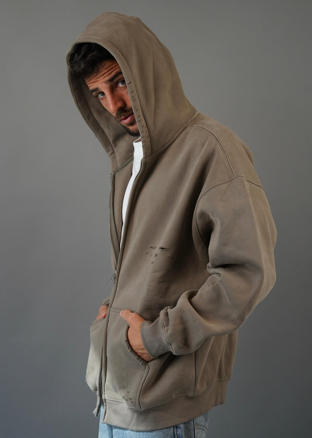 M45 Zip Hoodie Brown
