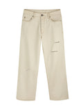 MFOURFIVE Distressed Straight Jeans - Off-White