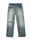 MFOURFIVE Distressed Straight Jeans - Light Vintage Blue