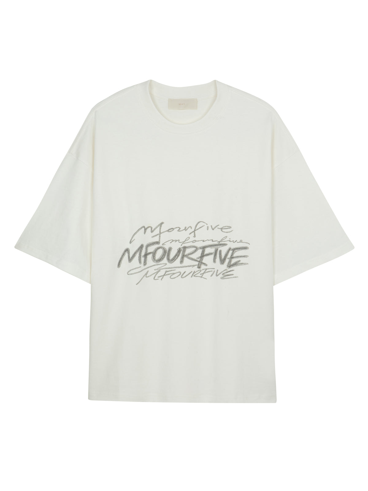 MFOURFIVE Multi-Script Graphic T-Shirt - White