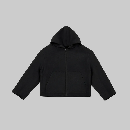 M45 wool - blend zip hoodie - Black