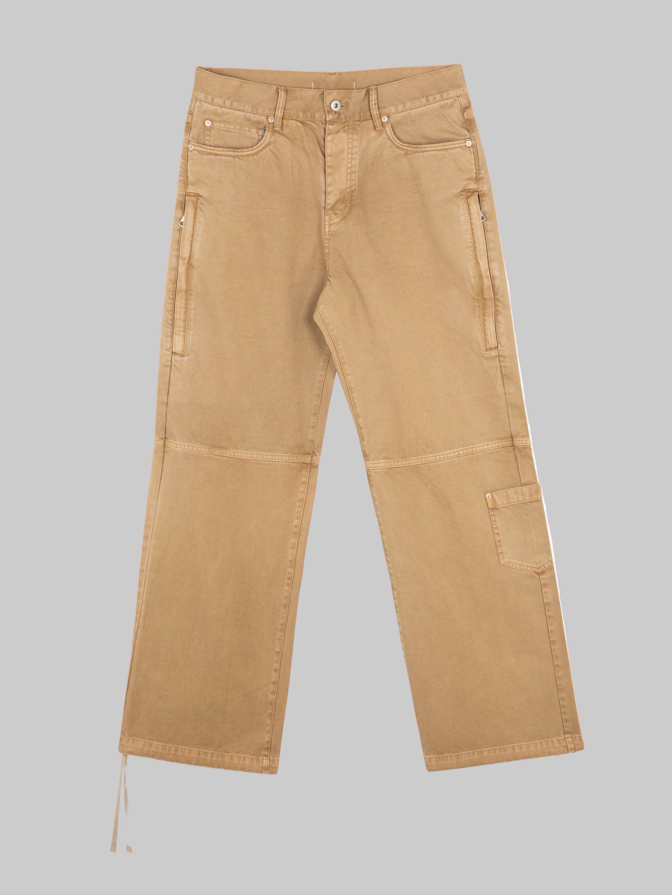 M45 Cargo Pants in Beige - Premium heavyweight relaxed fit streetwear with utility pockets by mfourfive
