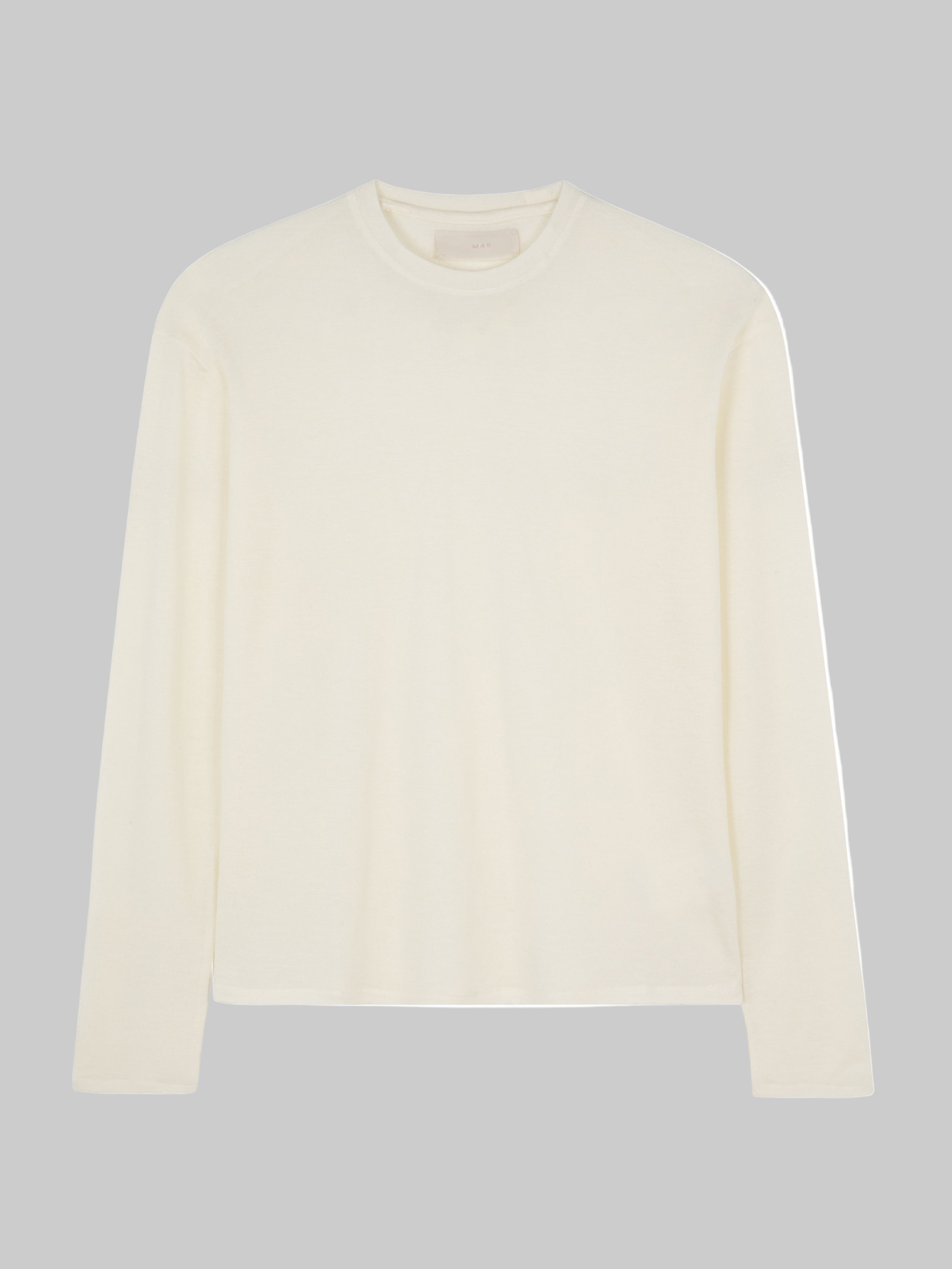 M45 Cashmere T-Shirt in Cream - Premium luxury heavyweight boxy fit knitwear by mfourfive