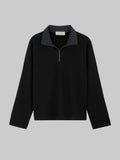 M45 Half-Zip Sweatshirt in Black - Premium heavyweight boxy fit streetwear by mfourfive
