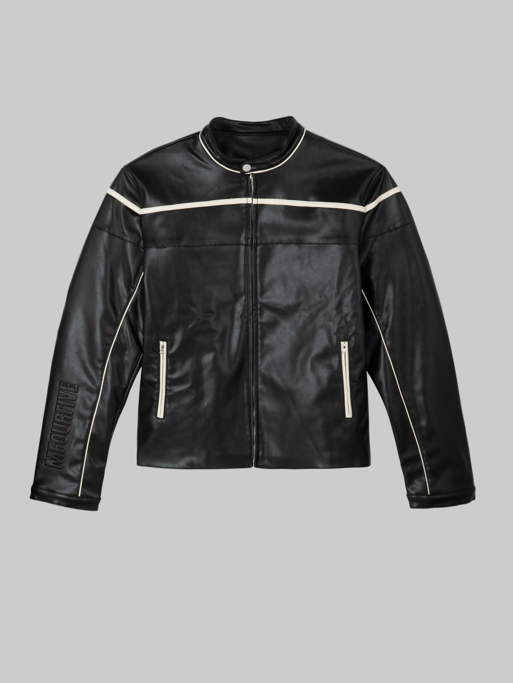 M45 Leather Jacket in Black - Premium heavyweight boxy fit leather streetwear by mfourfive