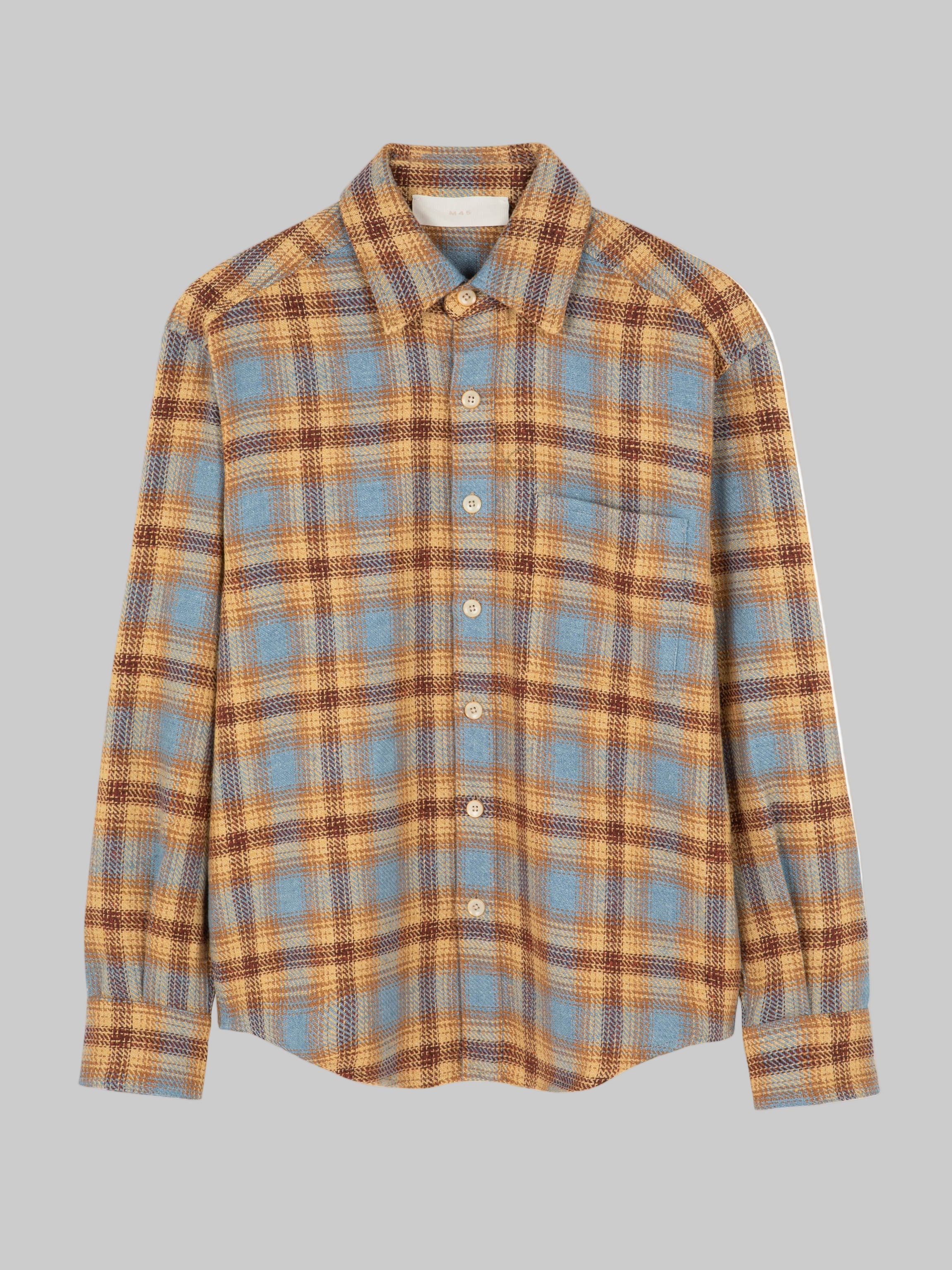 M45 Long Sleeve Flannel Shirt 02 in - Premium heavyweight boxy fit plaid streetwear by mfourfive