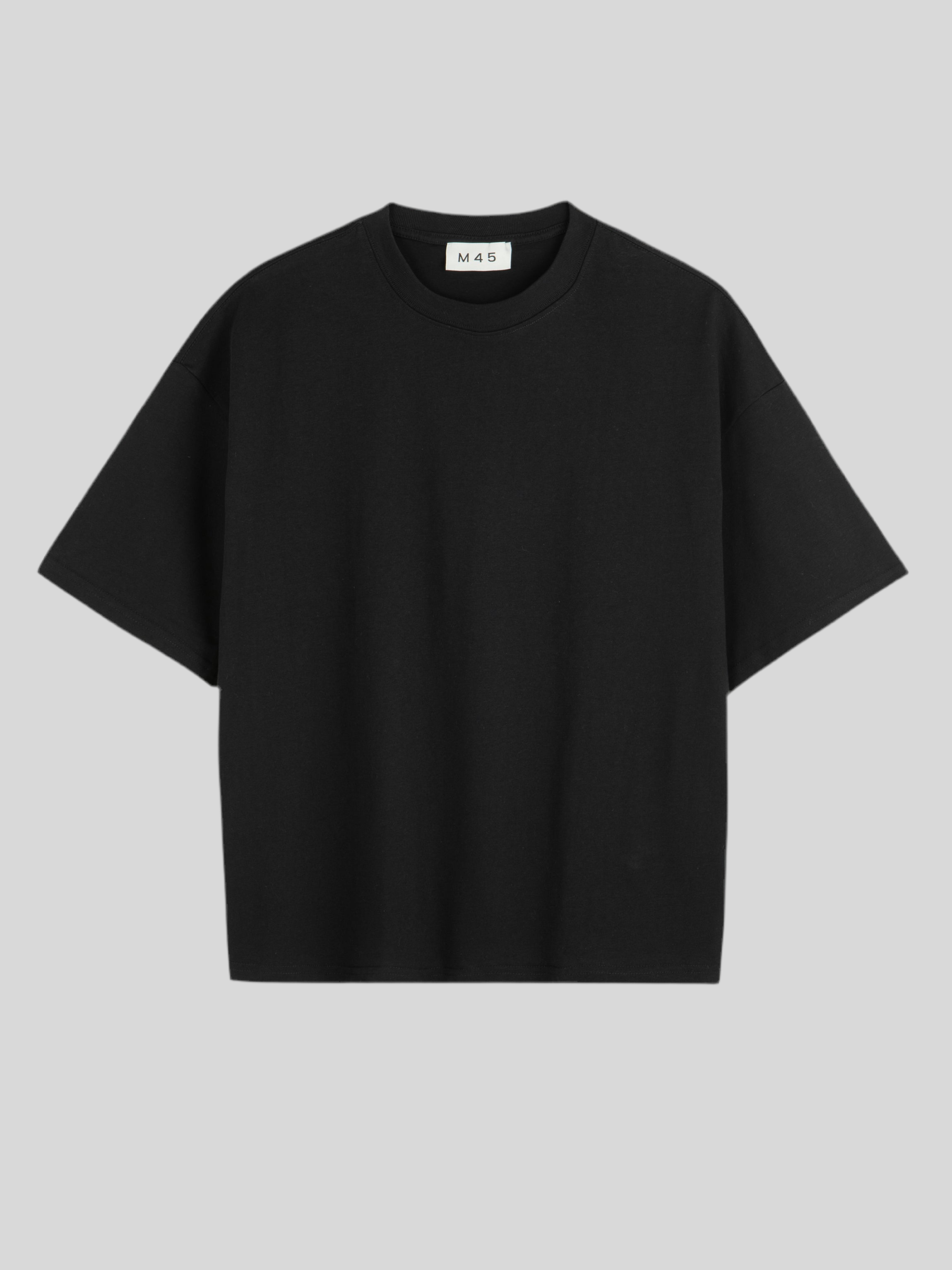 M45 Boxy T-Shirt in Black - Premium heavyweight boxy fit streetwear by mfourfive