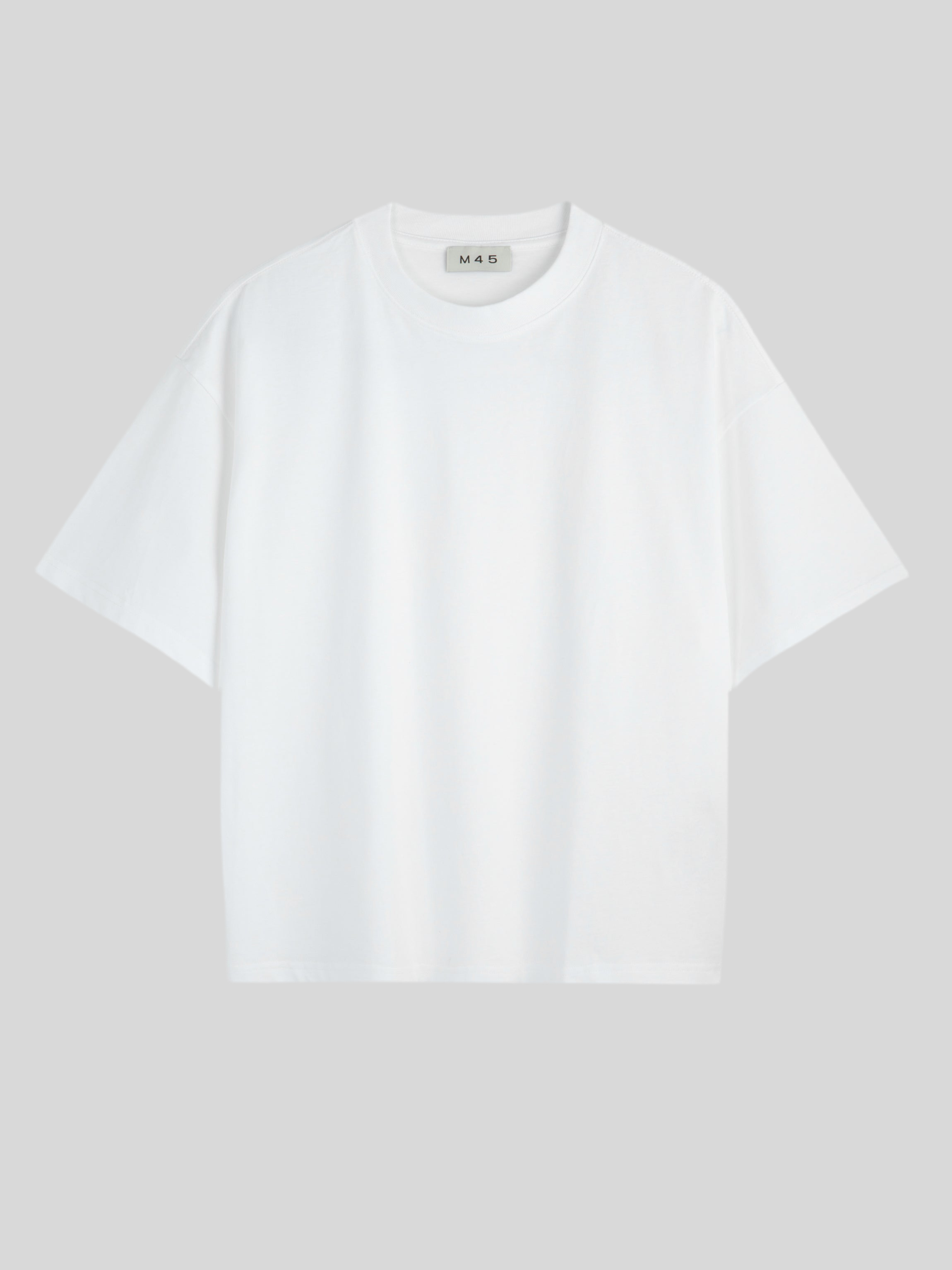 M45 Boxy T-Shirt in White - Premium heavyweight boxy fit streetwear by mfourfive