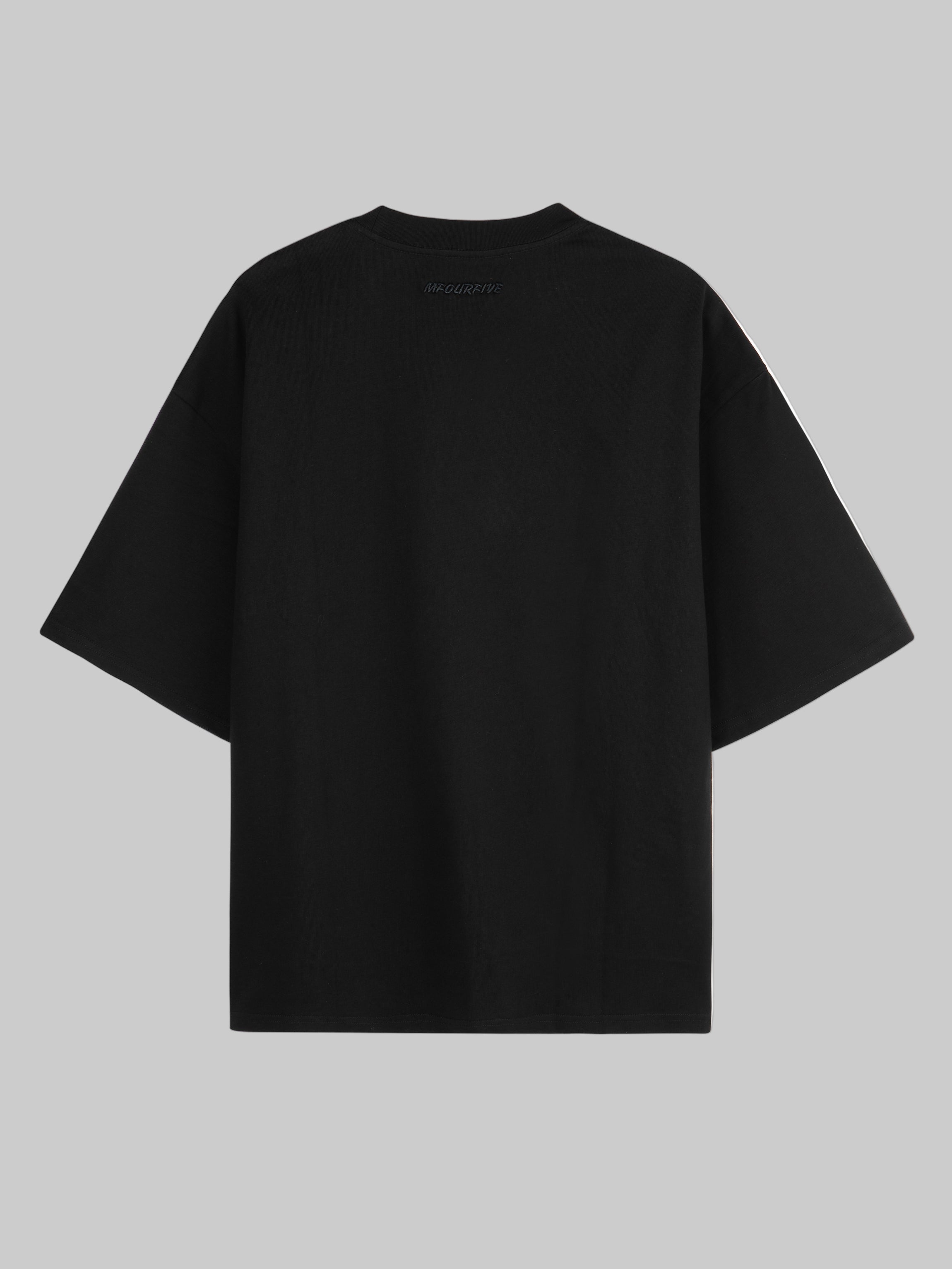 M45 Black T-Shirt with Embroidery - Premium heavyweight boxy fit streetwear by mfourfive