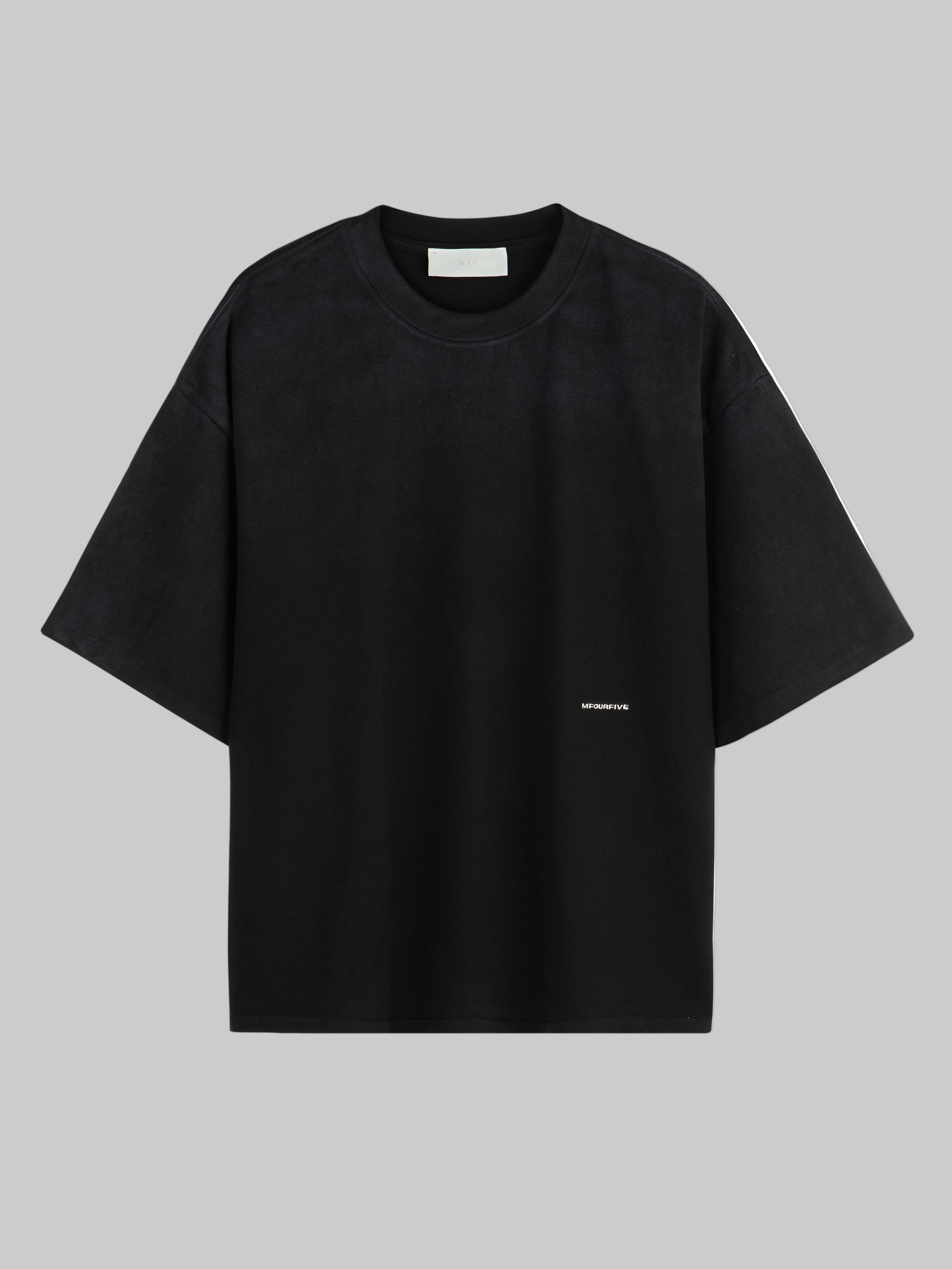 M45 Black T-Shirt with Embroidery and Vintage Wash - Premium heavyweight boxy fit streetwear by mfourfive