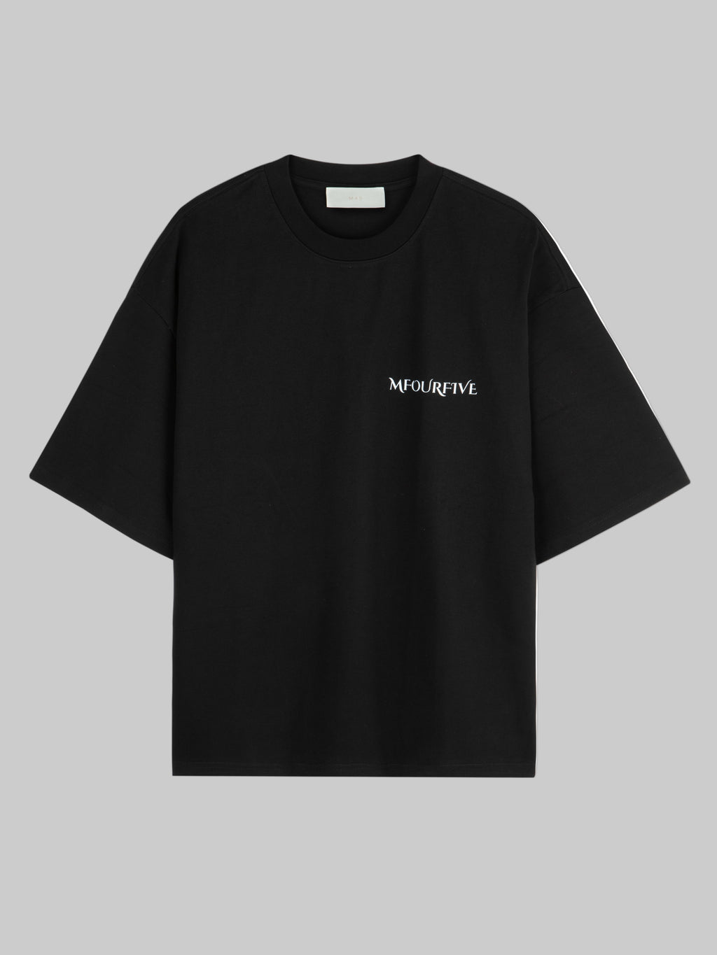 M45 Black T-Shirt with Logo - Premium heavyweight boxy fit streetwear by mfourfive