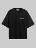 M45 Black T-Shirt with Logo and Vintage Wash - Premium heavyweight boxy fit streetwear by mfourfive