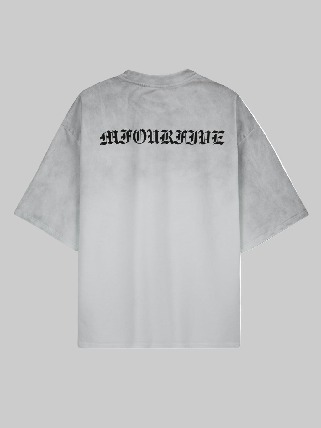 Back view of M45 White T-Shirt with Logo and Vintage Wash - Premium heavyweight boxy fit streetwear by mfourfive