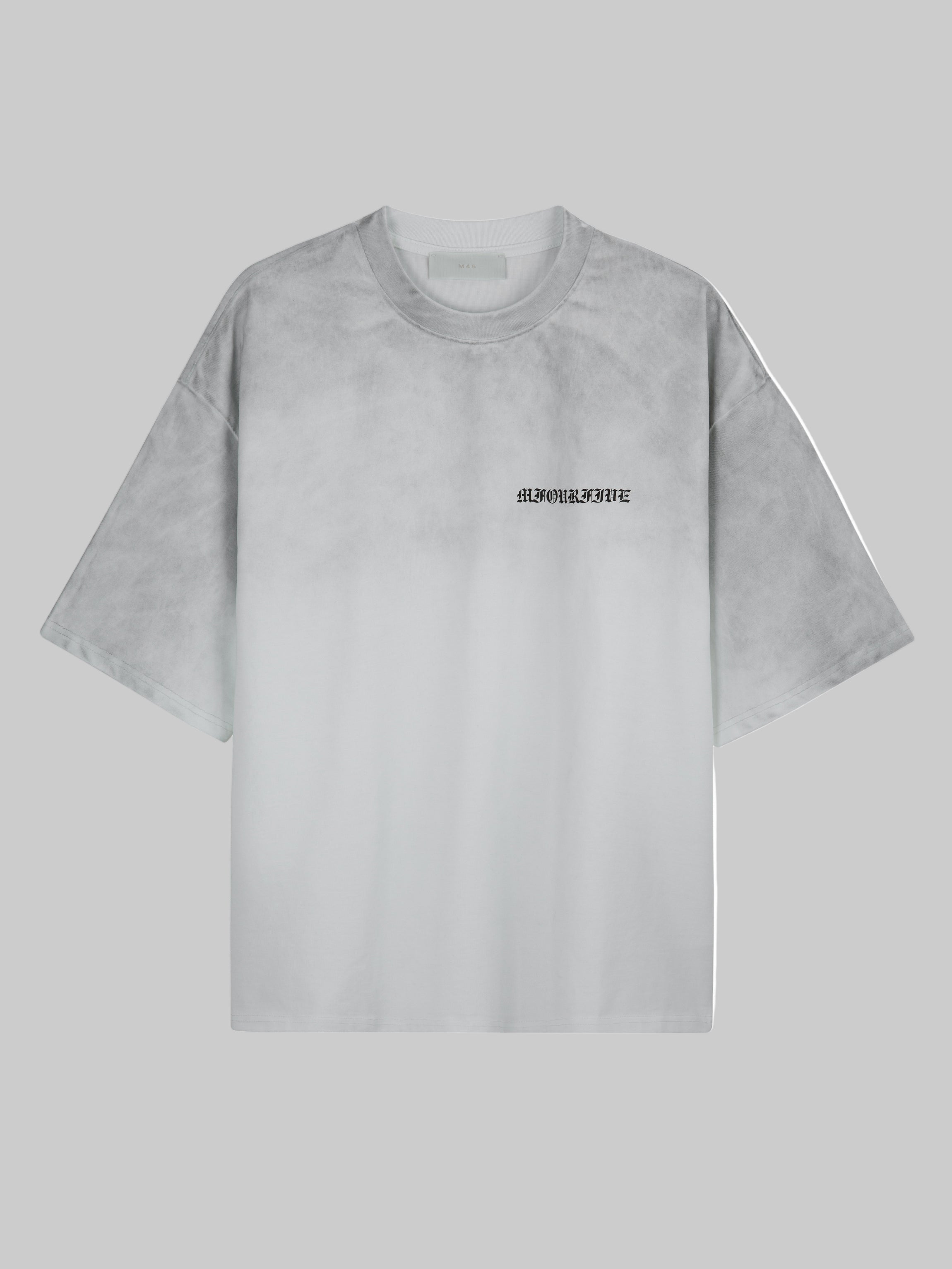 M45 White T-Shirt with Logo and Vintage Wash - Premium heavyweight boxy fit streetwear by mfourfive