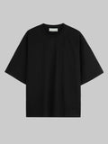 M45 Plain Black T-Shirt - Premium heavyweight boxy fit essential streetwear by mfourfive