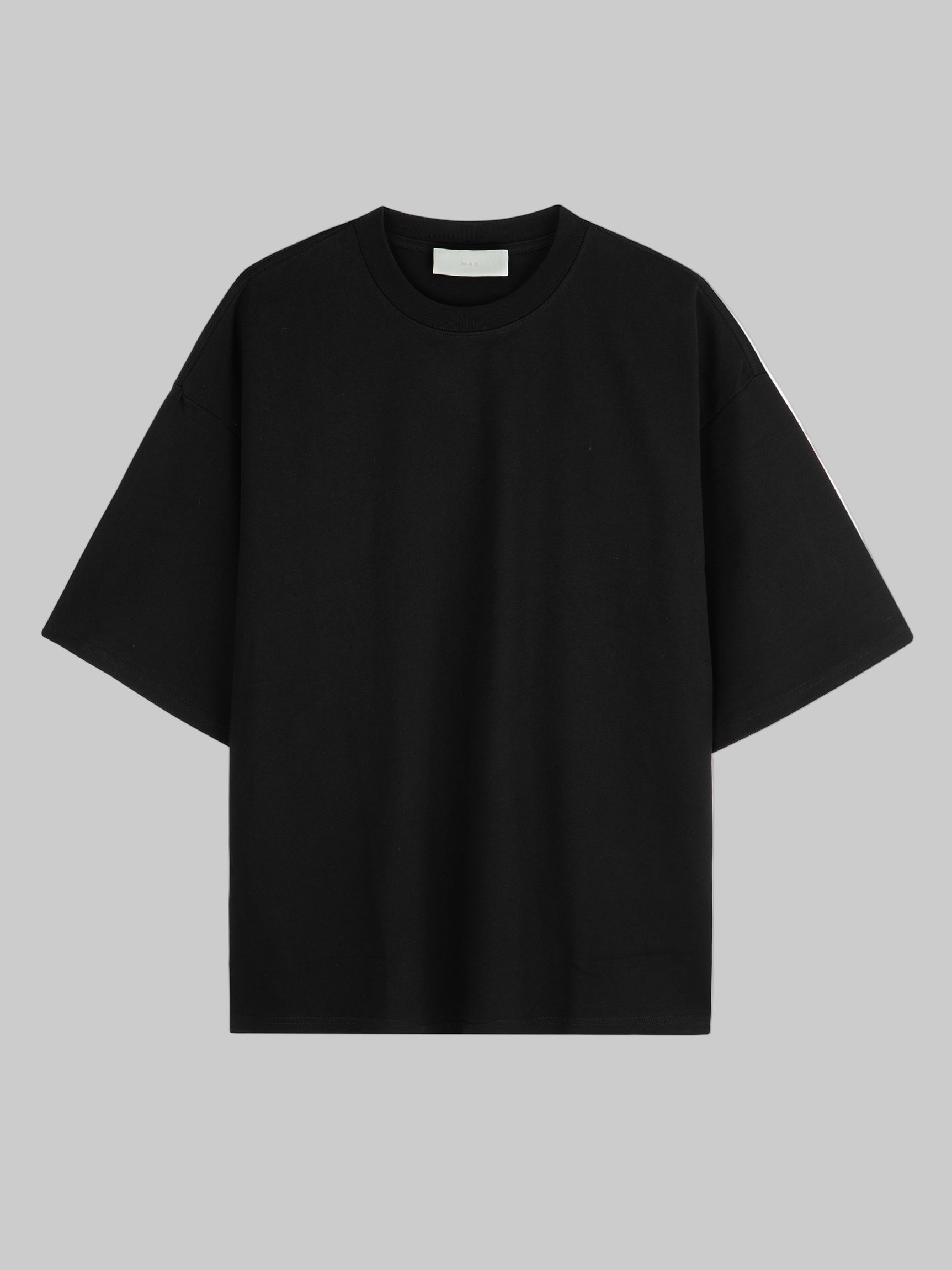 M45 Plain Black T-Shirt - Premium heavyweight boxy fit essential streetwear by mfourfive