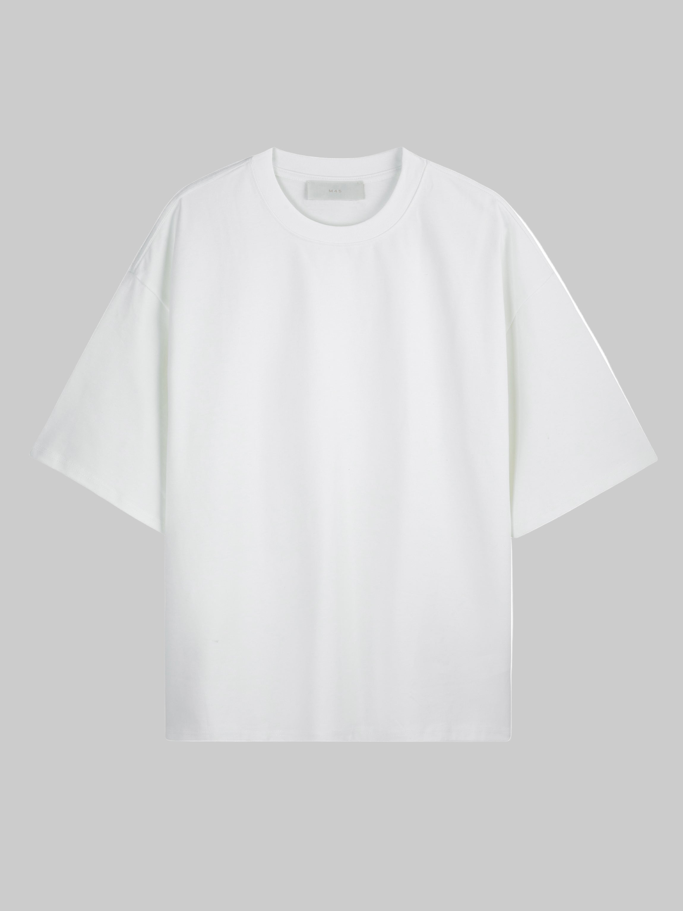 M45 Plain White T-Shirt - Premium heavyweight boxy fit essential streetwear by mfourfive