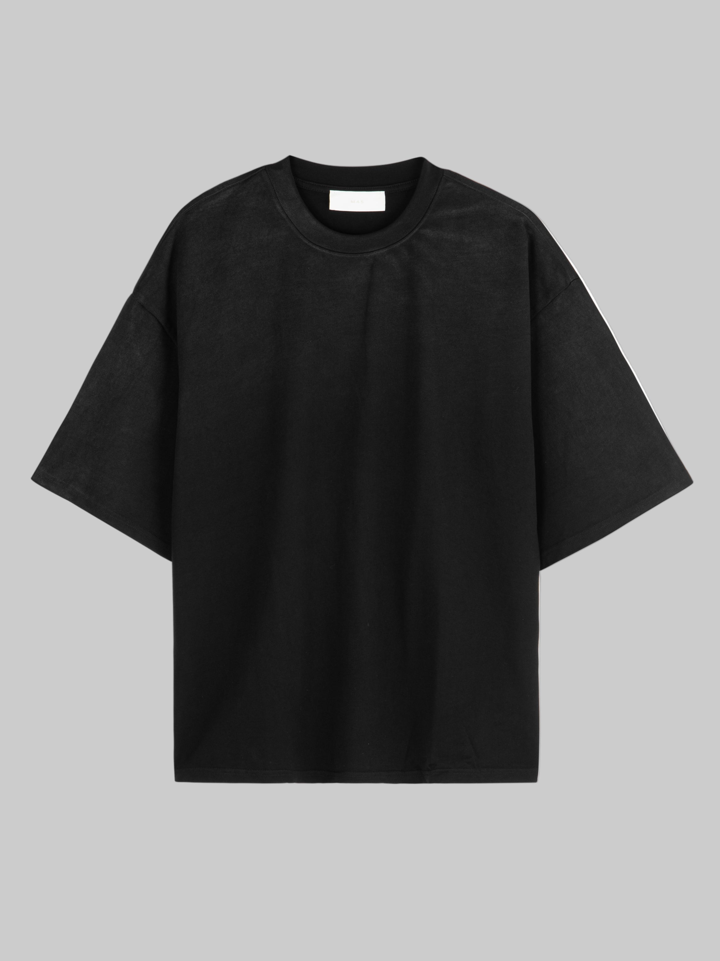 M45 Black T-Shirt with Vintage Wash - Premium heavyweight boxy fit streetwear by mfourfive