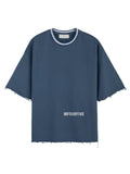 MFOURFIVE Slate Blue Raw Edge Oversized Tee