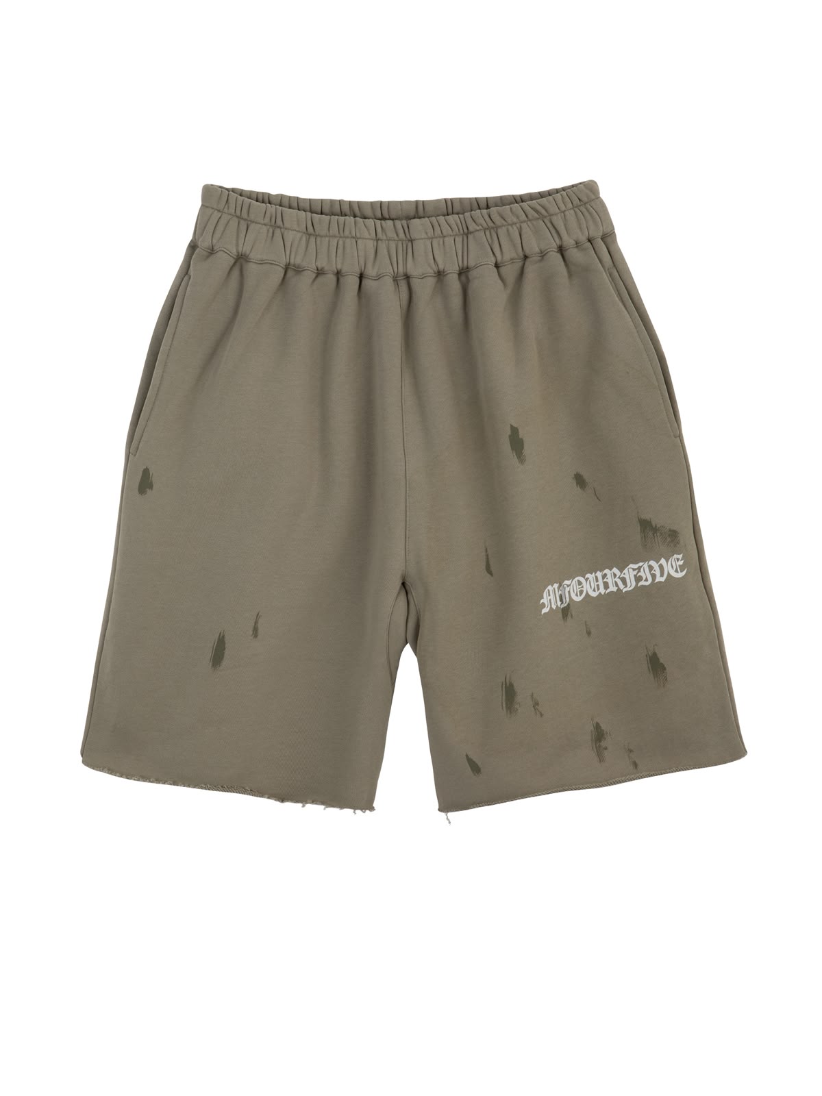 Olive Paint Splatter Fleece Shorts