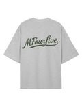MFOURFIVE Grey Green Script Logo Tee