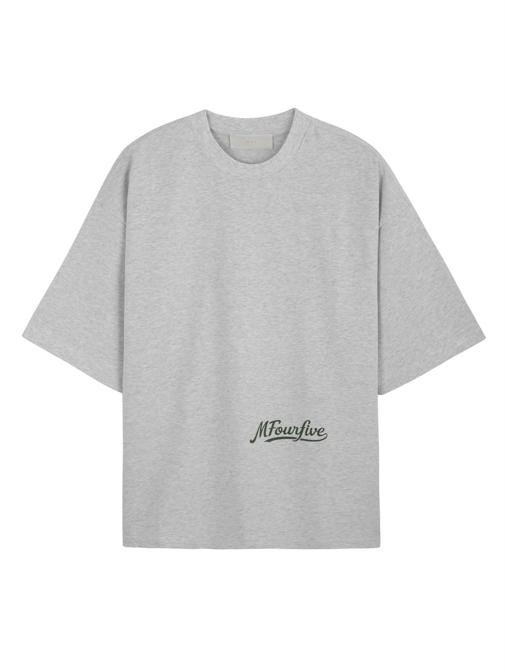 MFOURFIVE Grey Green Script Logo Tee